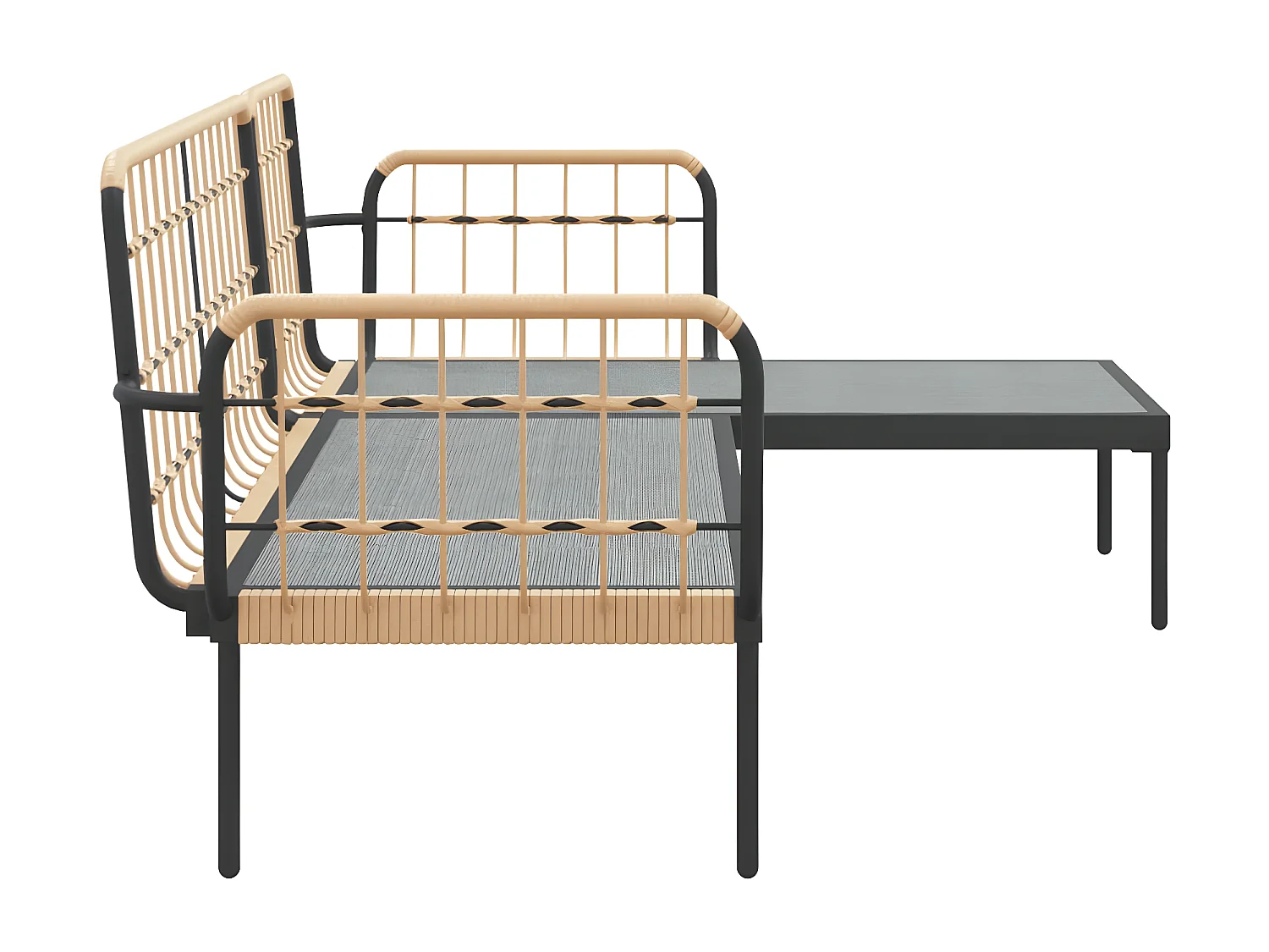 Salon de jardin 3 pcs avec coussins gris foncé résine tressée