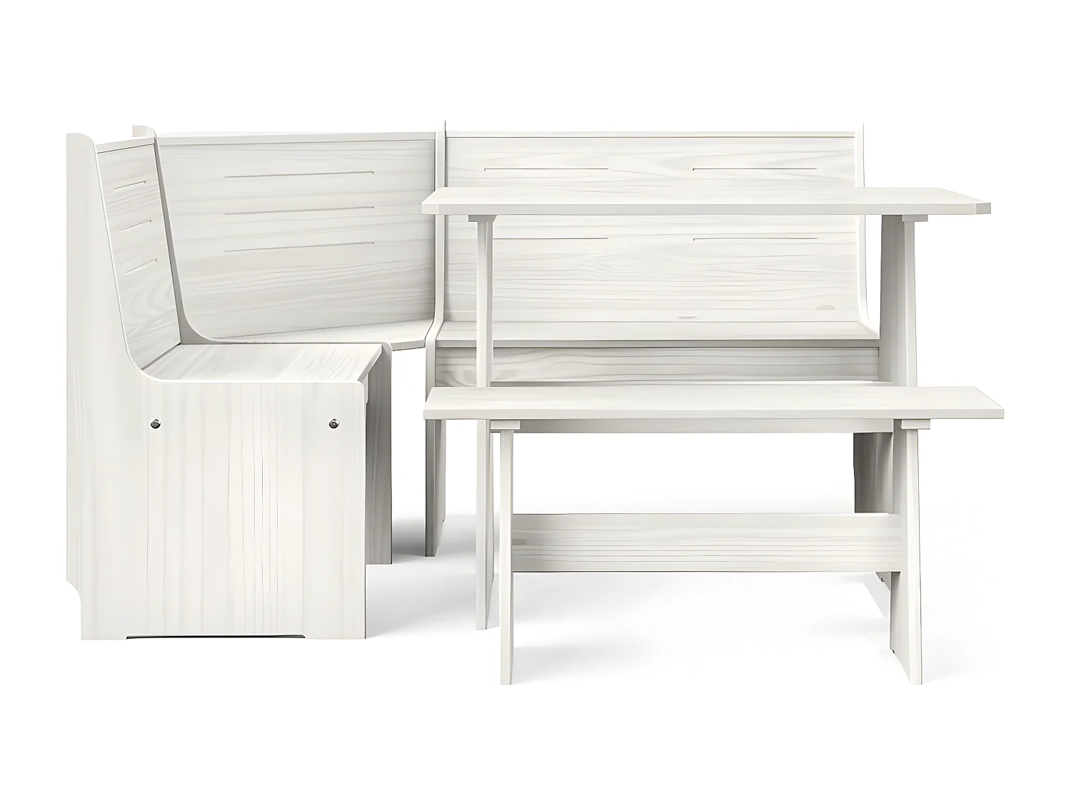 Salon de jardin 3 pcs Blanc Bois de pin massif 10