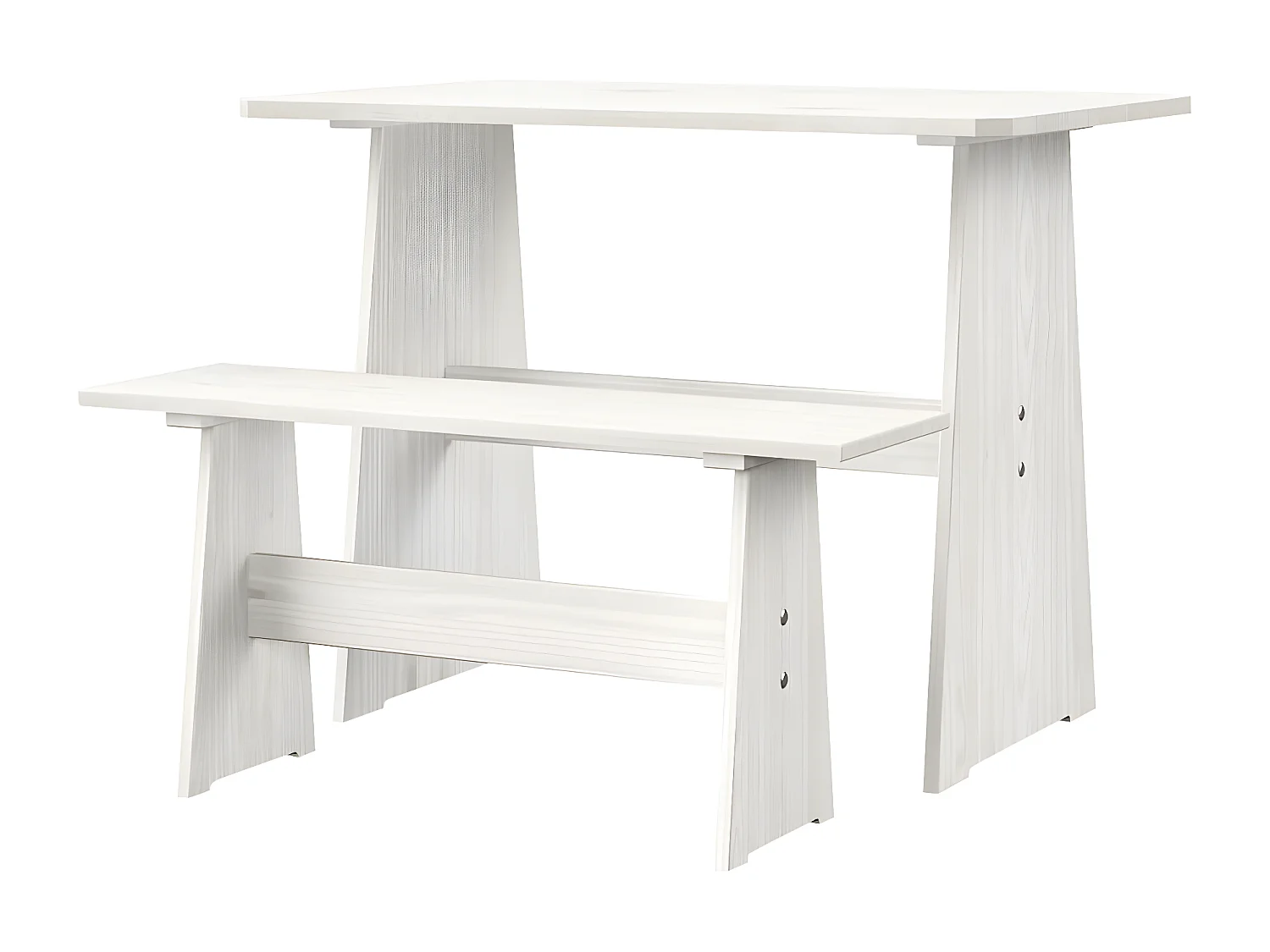 Salon de jardin 3 pcs Blanc Bois de pin massif 10