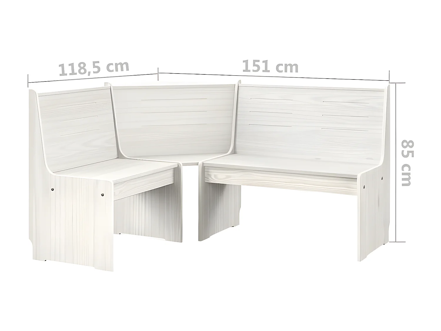 Salon de jardin 3 pcs Blanc Bois de pin massif 10