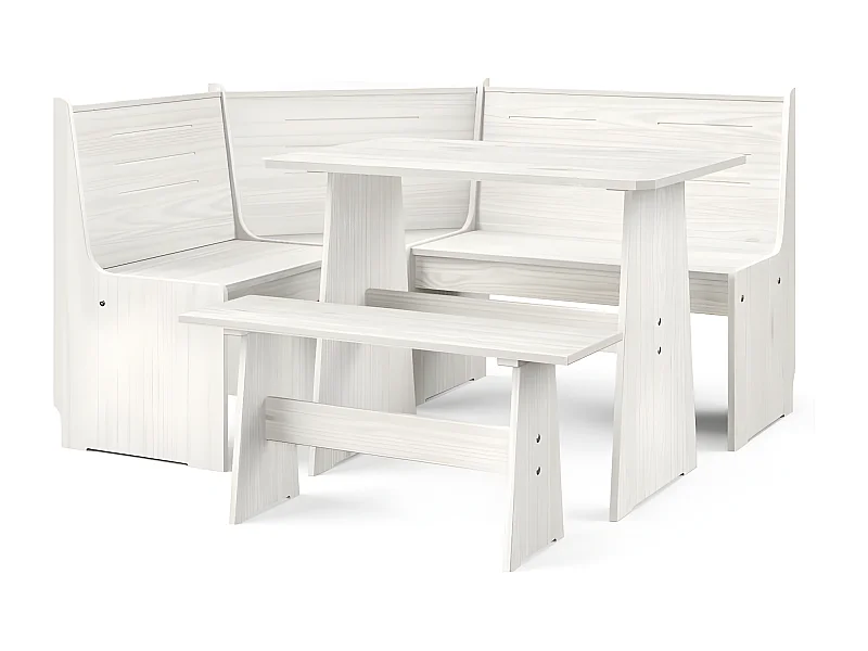 Salon de jardin 3 pcs Blanc Bois de pin massif 10