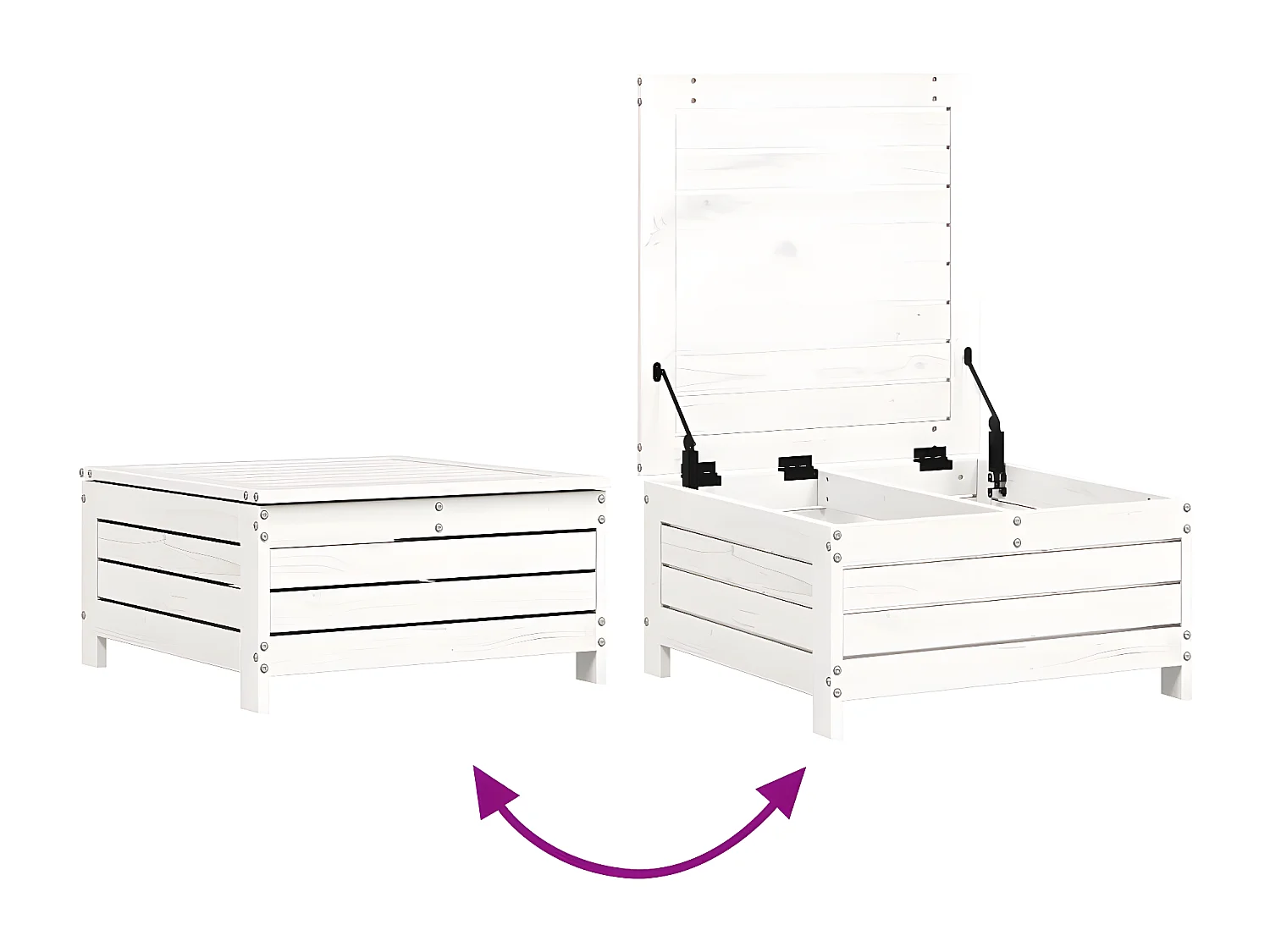 Salon de jardin 5 pcs blanc bois massif de pin