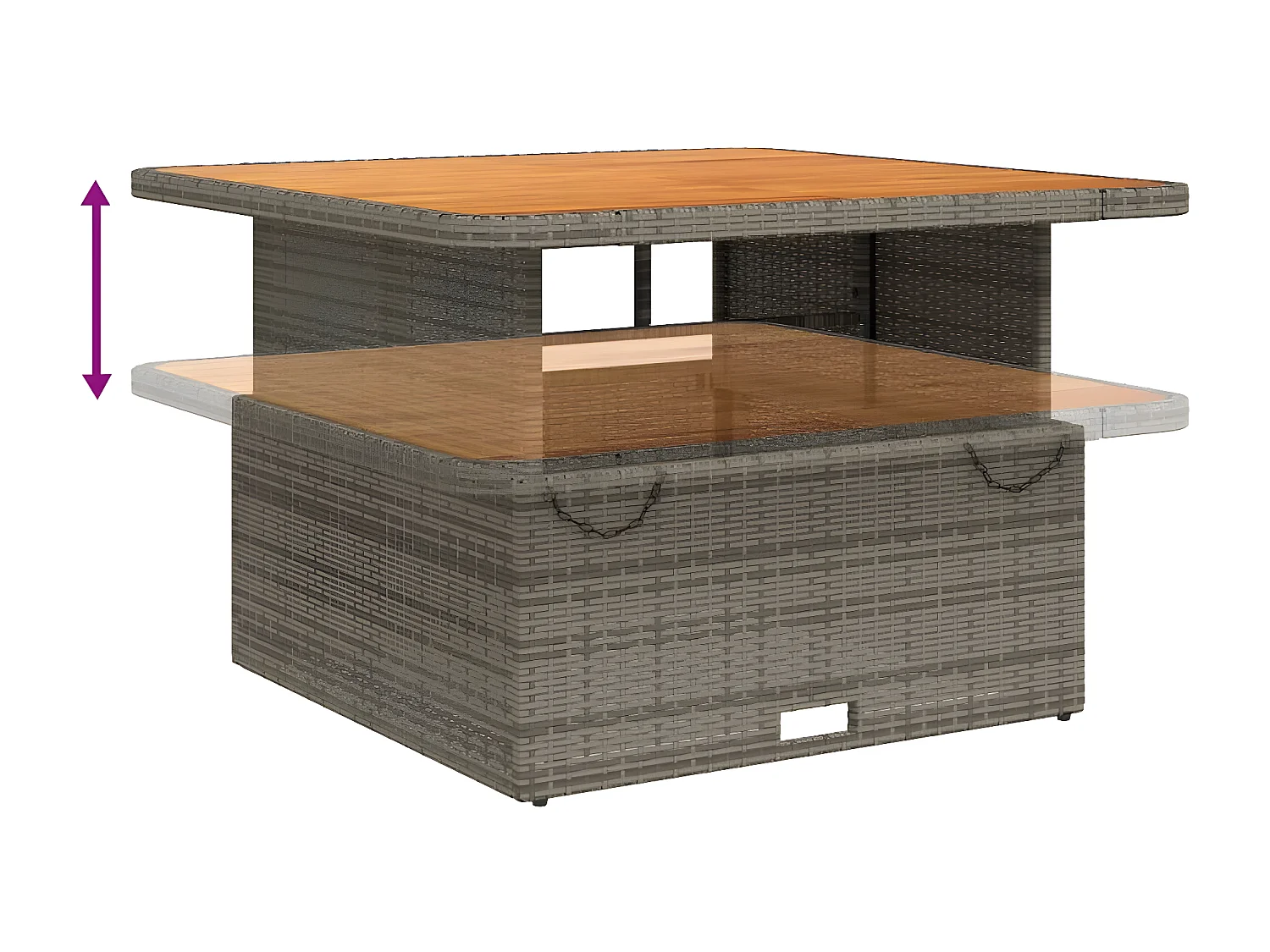 Ensemble à manger jardin 4pcs et coussins Gris Résine tressée