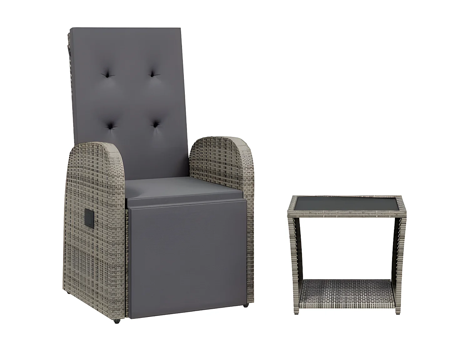 Ensemble à manger de jardin et coussins 2 pcs gris rotin