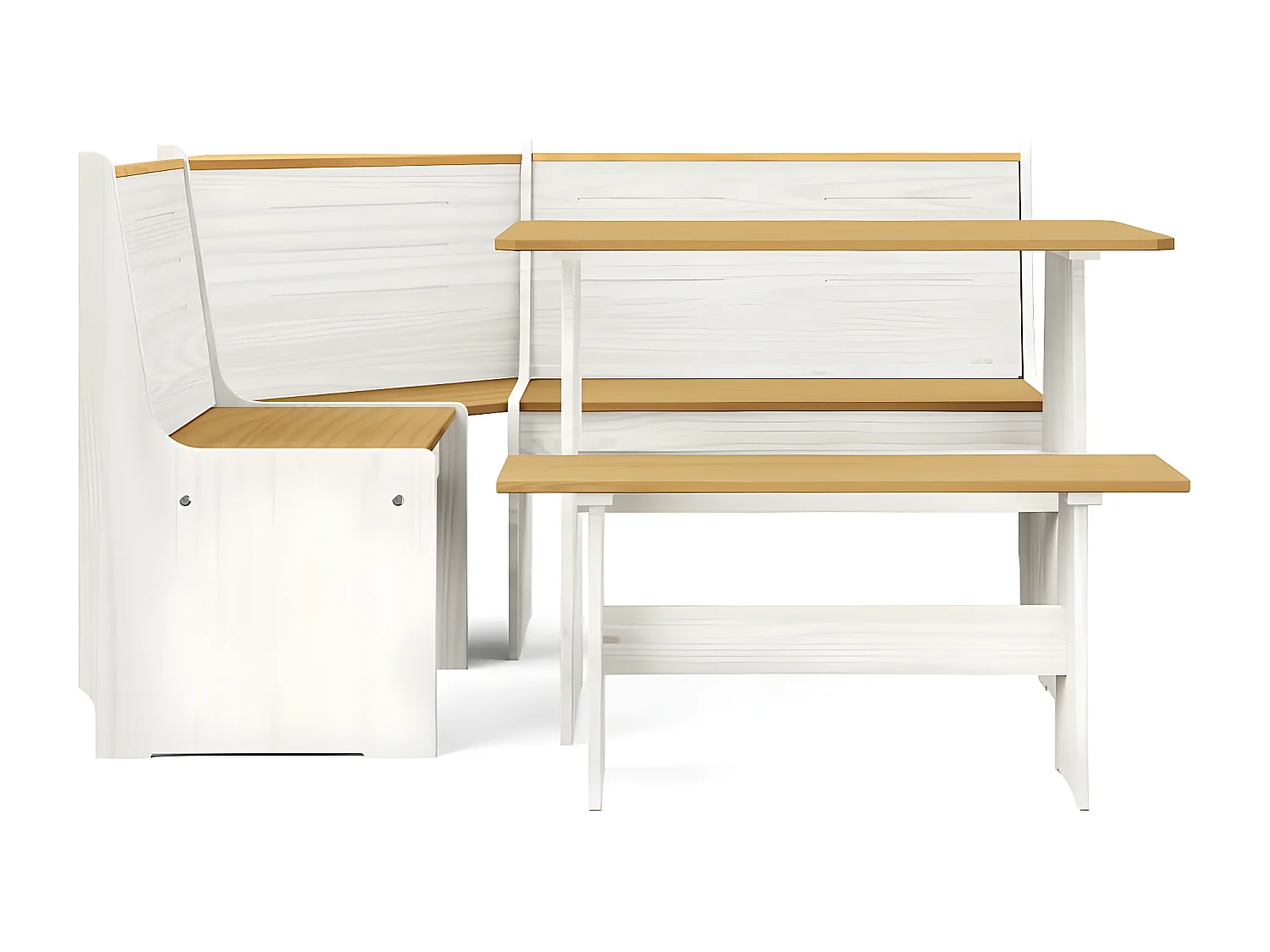 Salon de jardin 3 pcs Marron miel et Blanc Bois de pin massif