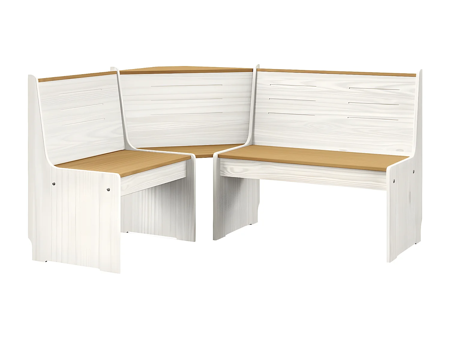 Salon de jardin 3 pcs Marron miel et Blanc Bois de pin massif