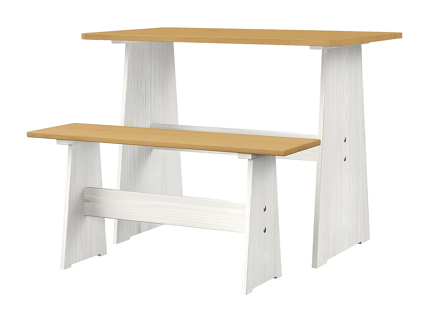 Salon de jardin 3 pcs Marron miel et Blanc Bois de pin massif