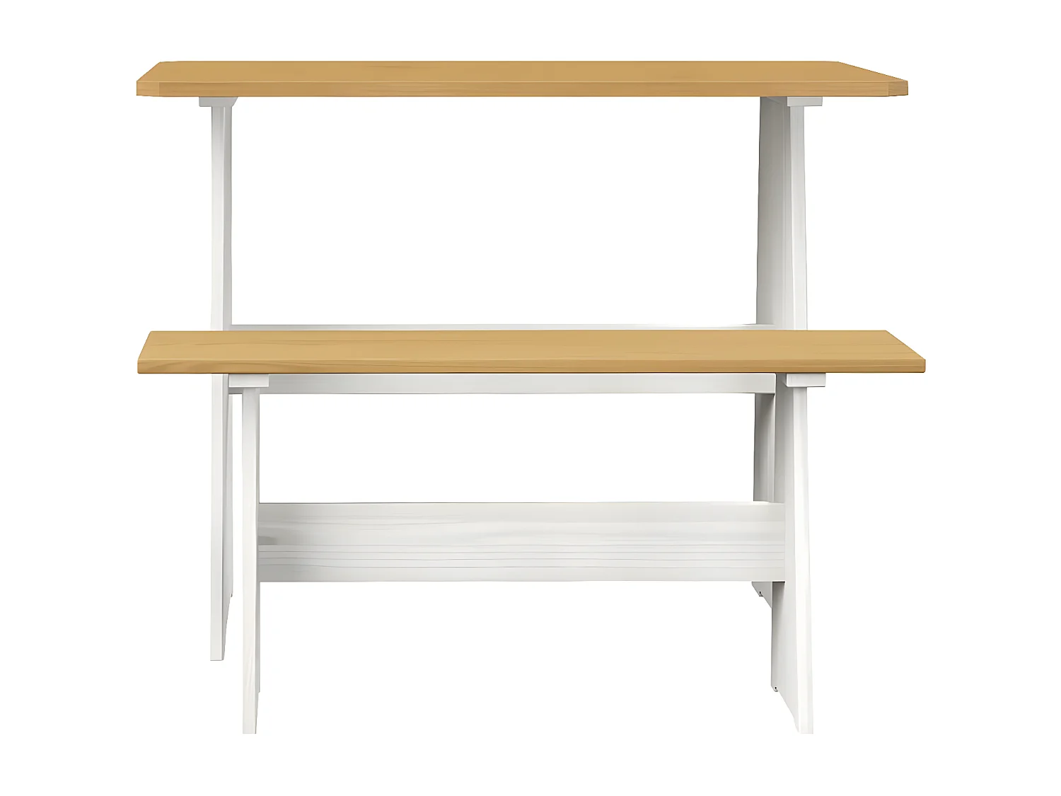 Salon de jardin 3 pcs Marron miel et Blanc Bois de pin massif