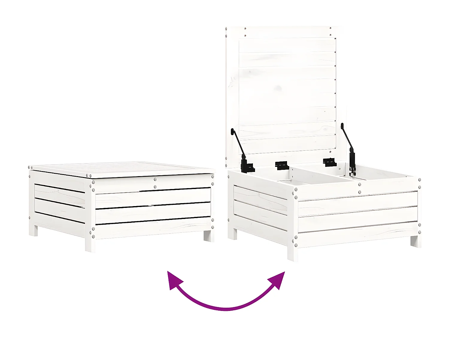 Salon de jardin 7 pcs blanc bois de pin massif