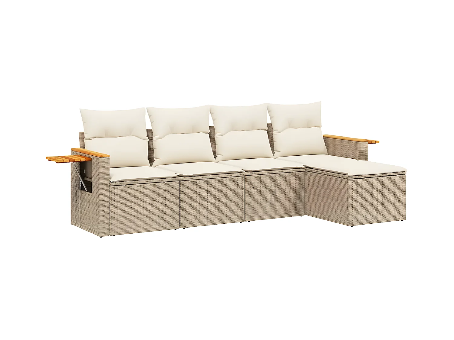 Salon de jardin avec coussins 5 pcs beige résine tressée
