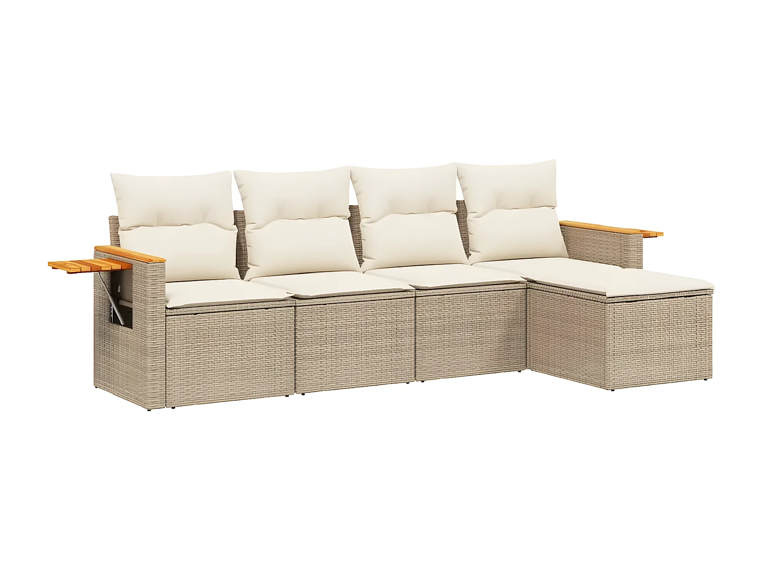 Salon de jardin avec coussins 5 pcs beige résine tressée