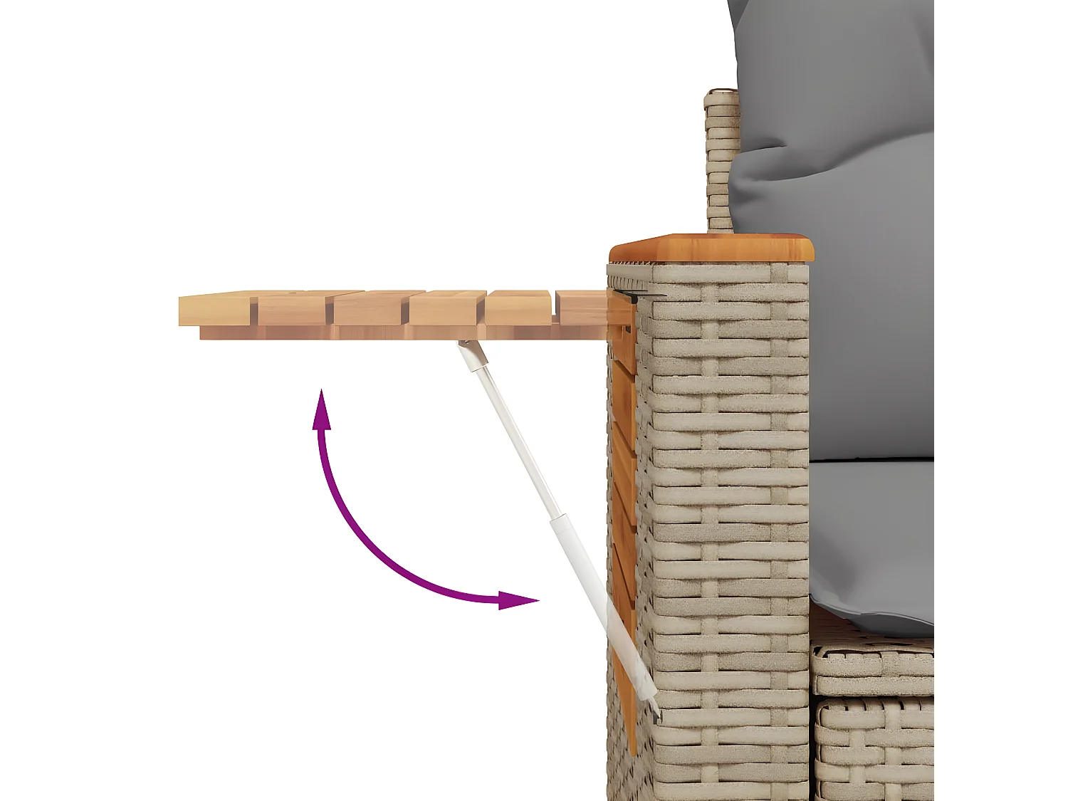 Salon de jardin avec coussins 4 pcs beige résine tressée