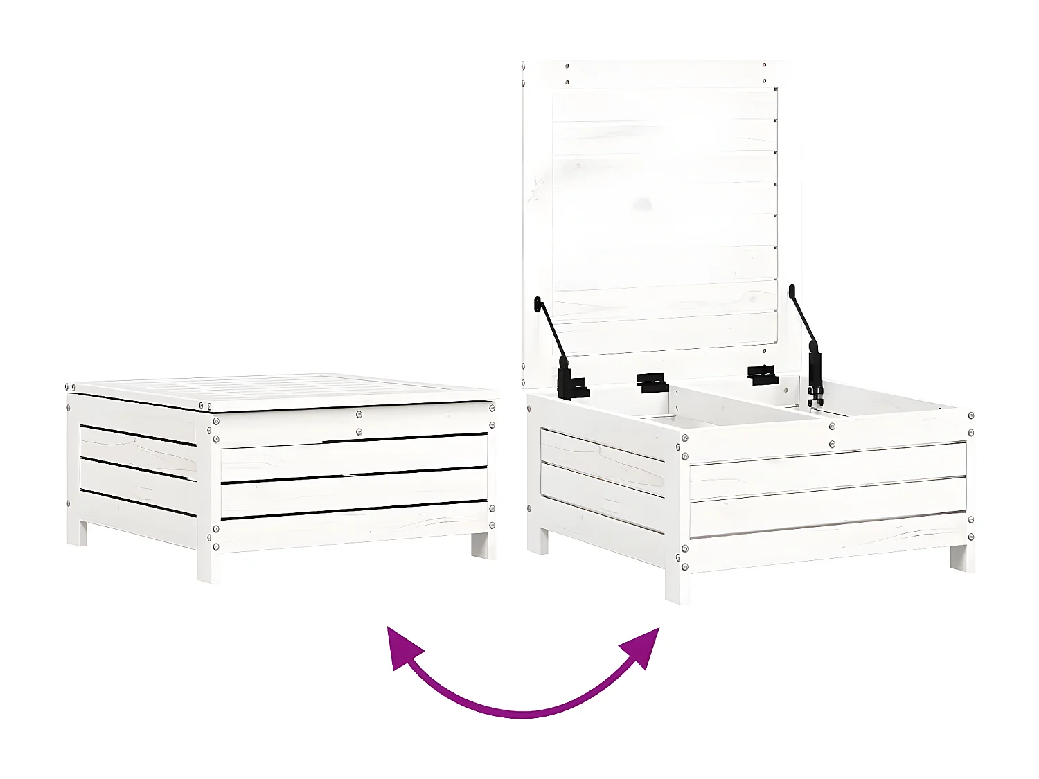 Salon de jardin 5 pcs blanc bois massif de pin