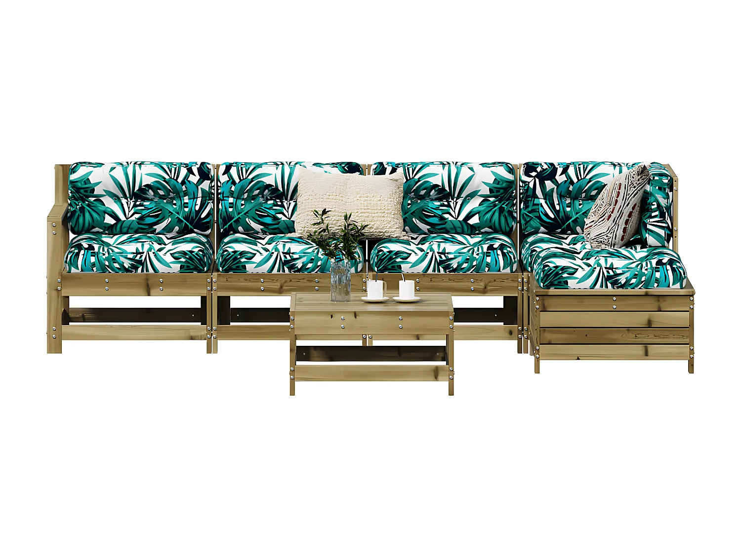 Salon de jardin 6 pcs bois de pin imprégné