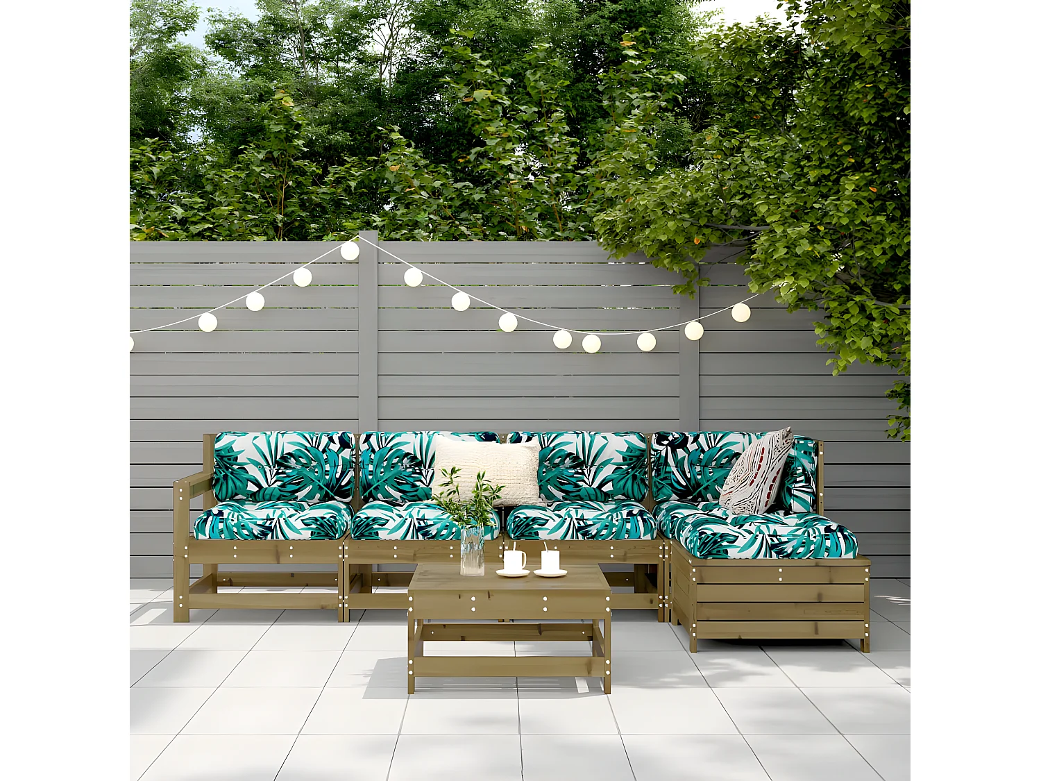 Salon de jardin 6 pcs bois de pin imprégné