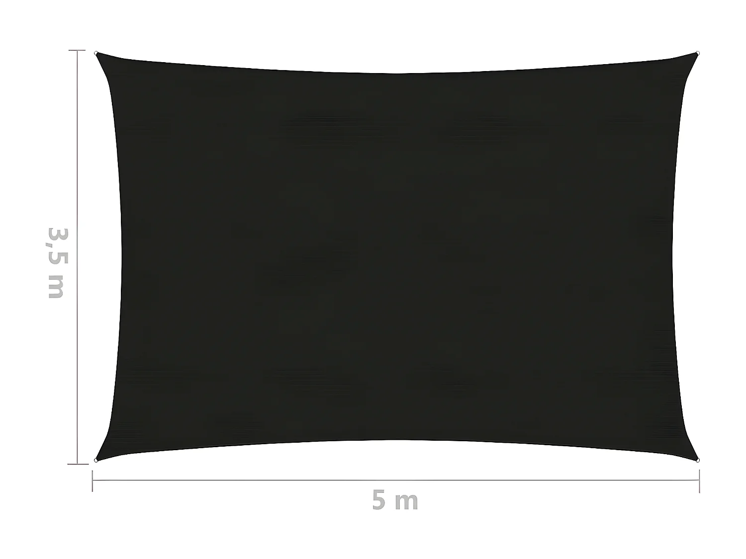Voile d'ombrage 160 g-m² Noir 3,5x5 m PEHD