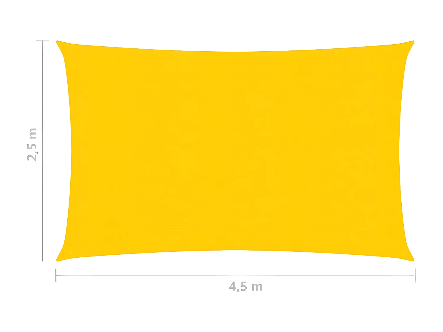 Voile d'ombrage 160 g-m² Jaune 2,5x4,5 m PEHD