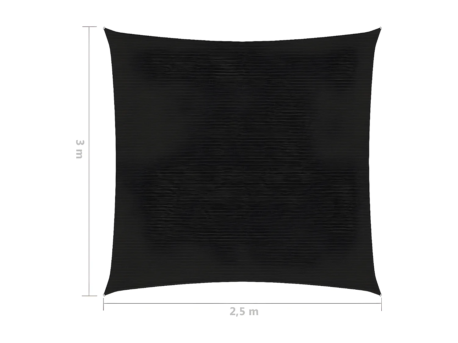 Voile d'ombrage 160 g-m² Noir 2,5x3 m PEHD
