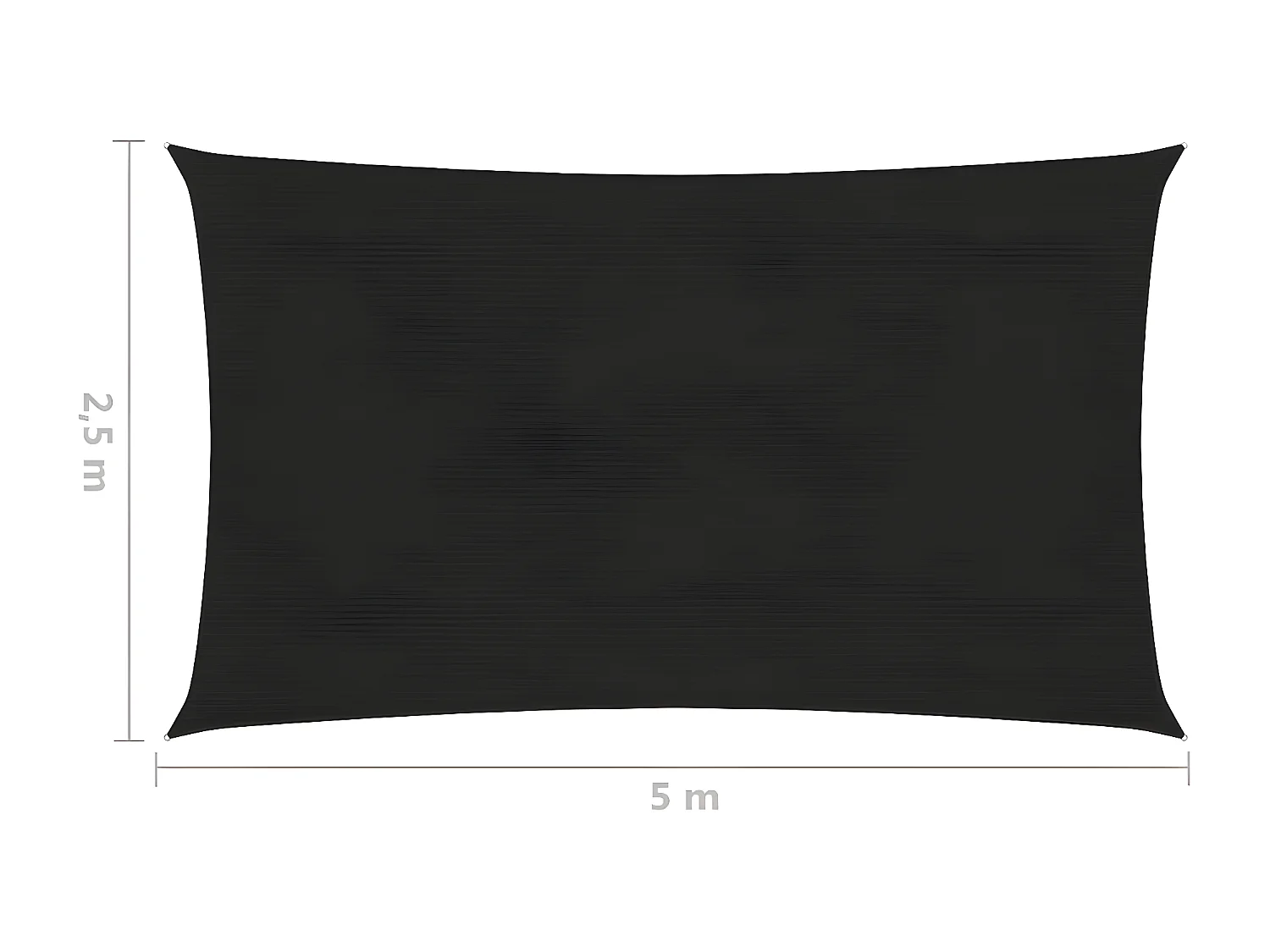 Voile d'ombrage 160 g-m² Noir 2,5x5 m PEHD