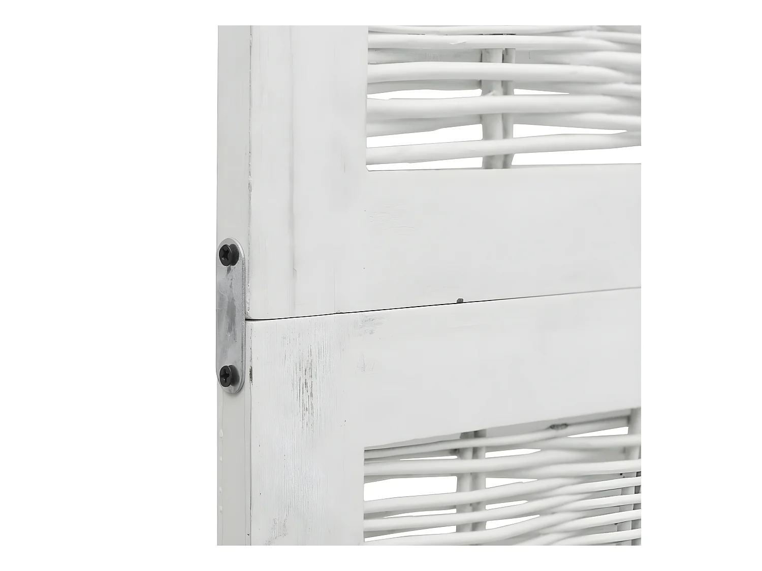 Cloison de séparation 4 panneaux blanc bois de paulownia massif