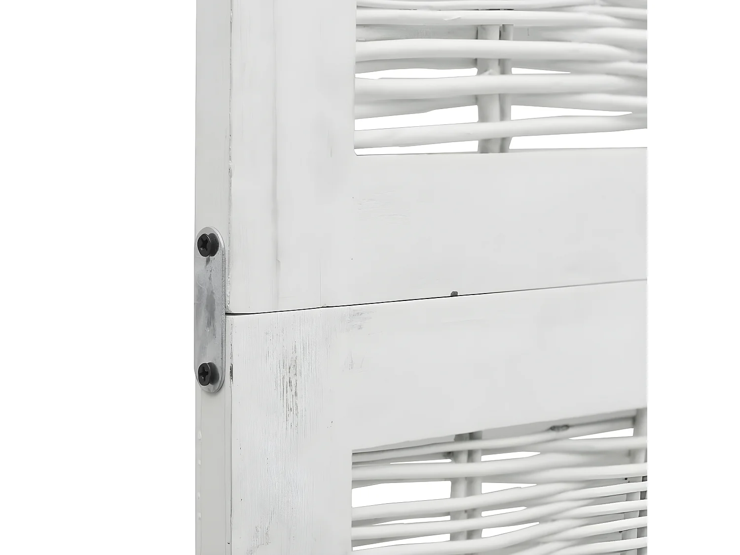 Cloison de séparation 4 panneaux blanc bois de paulownia massif