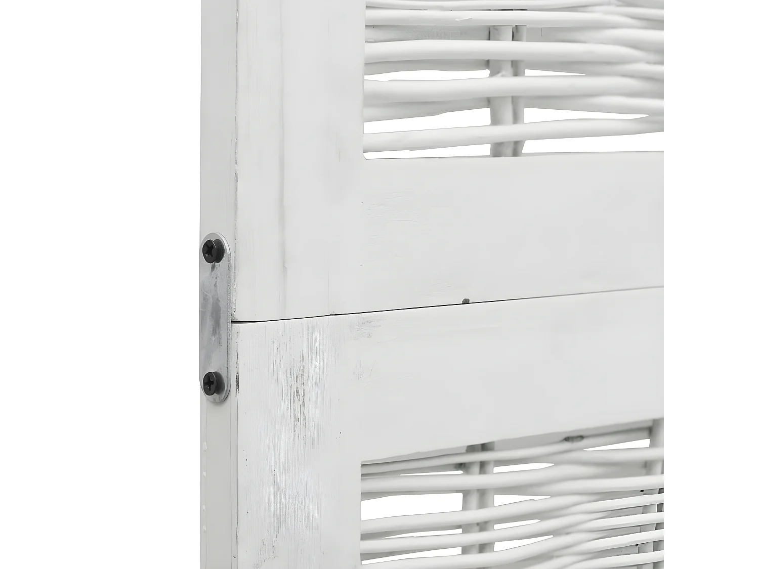 Cloison de séparation 4 panneaux blanc bois de paulownia massif