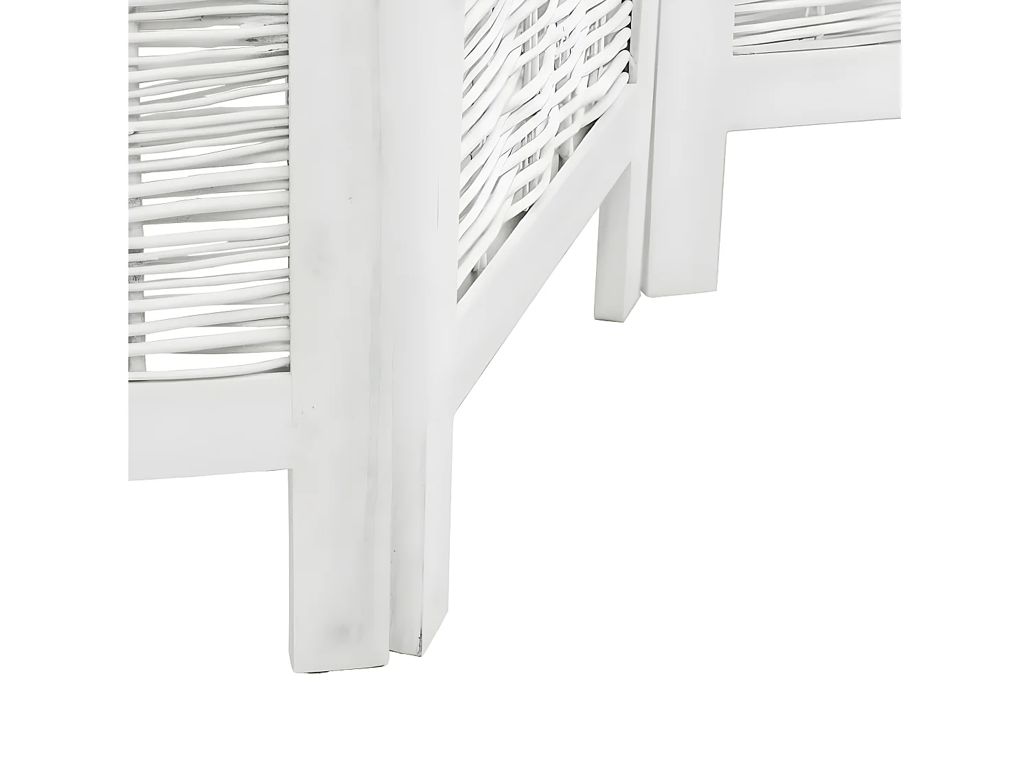 Cloison de séparation 4 panneaux blanc bois de paulownia massif