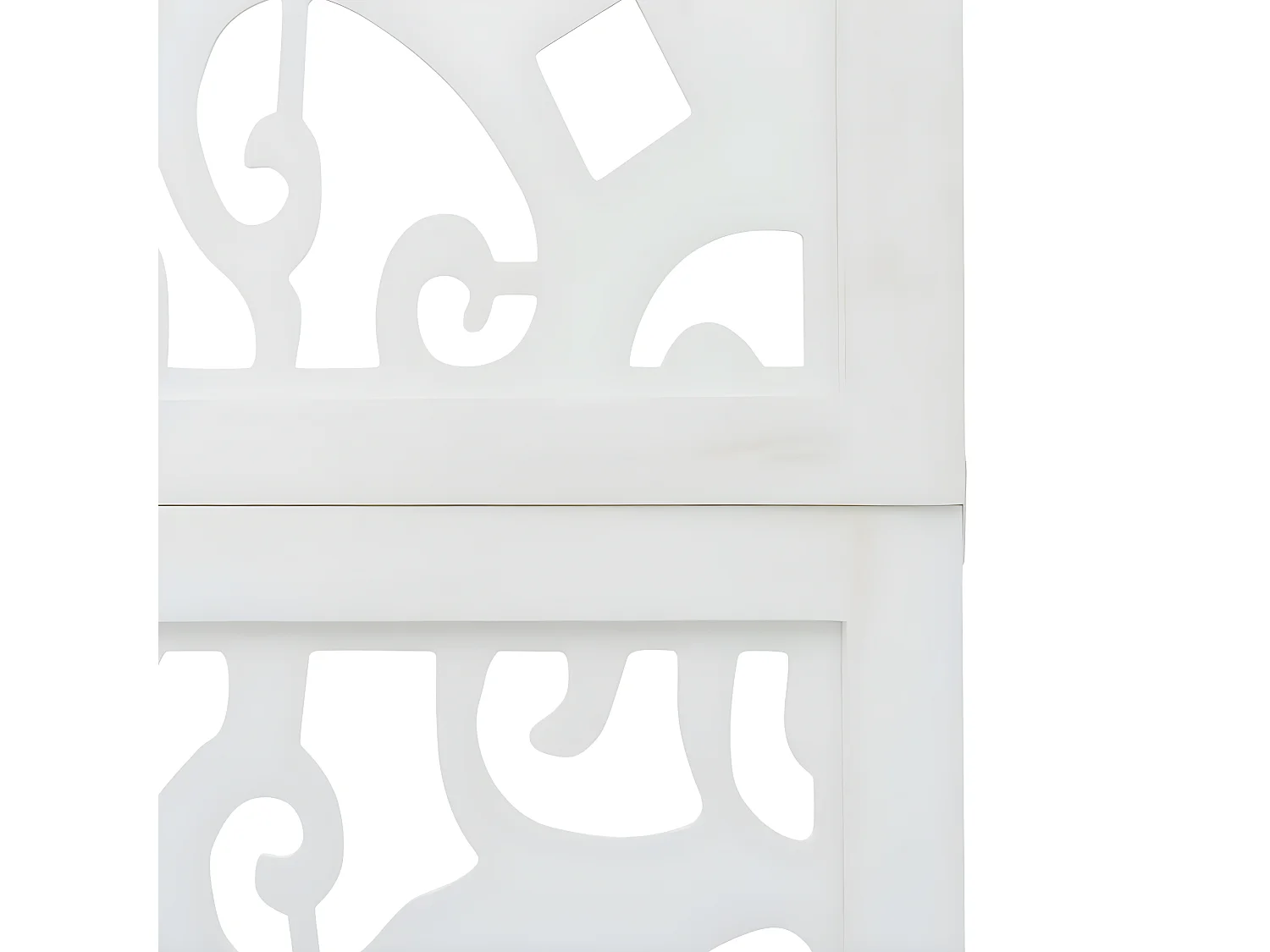 Cloison de séparation 4 panneaux blanc bois de paulownia massif