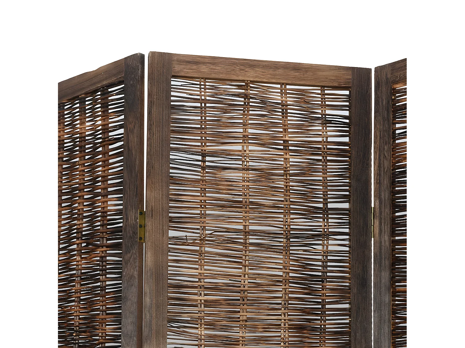 Cloison de séparation 6 panneaux marron foncé paulownia massif