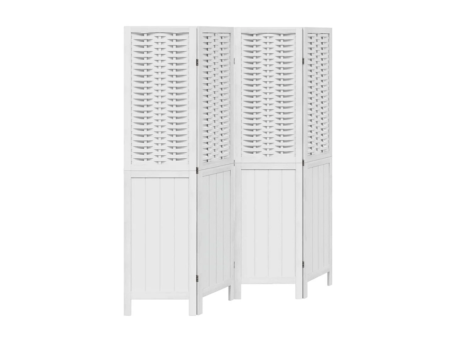 Cloison de séparation 4 panneaux blanc bois de paulownia massif