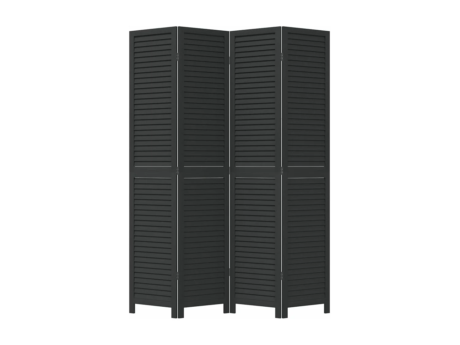 Cloison de séparation 4 panneaux noir bois de paulownia massif