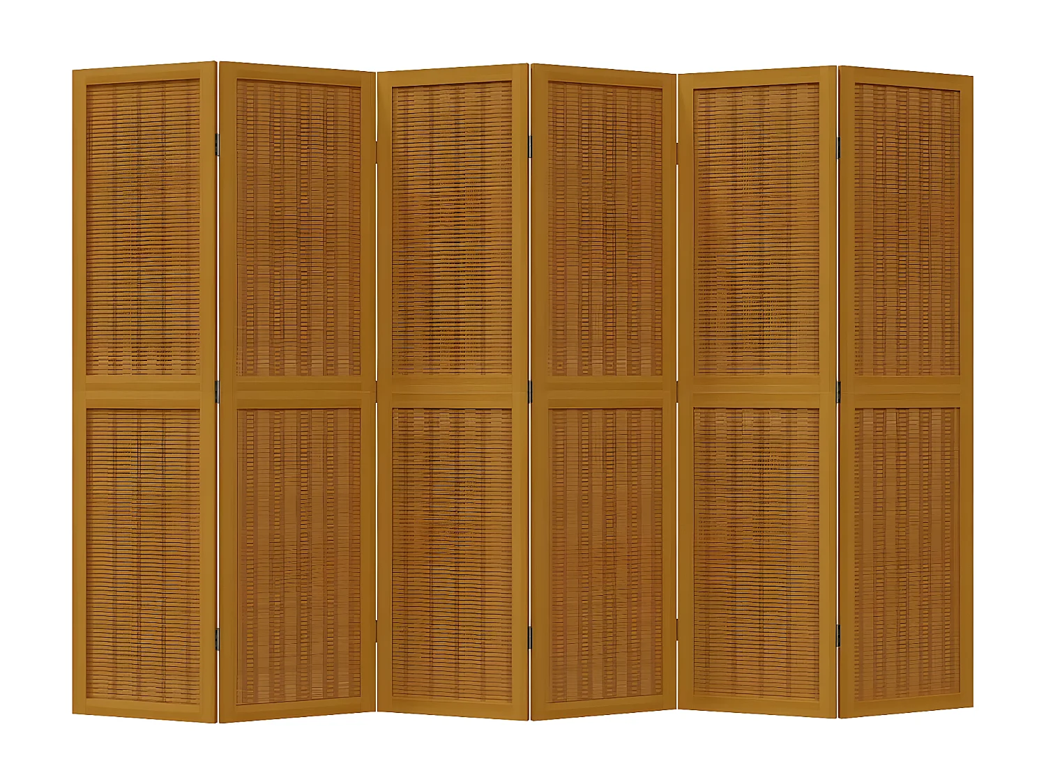 Cloison de séparation 6 panneaux marron bois paulownia massif