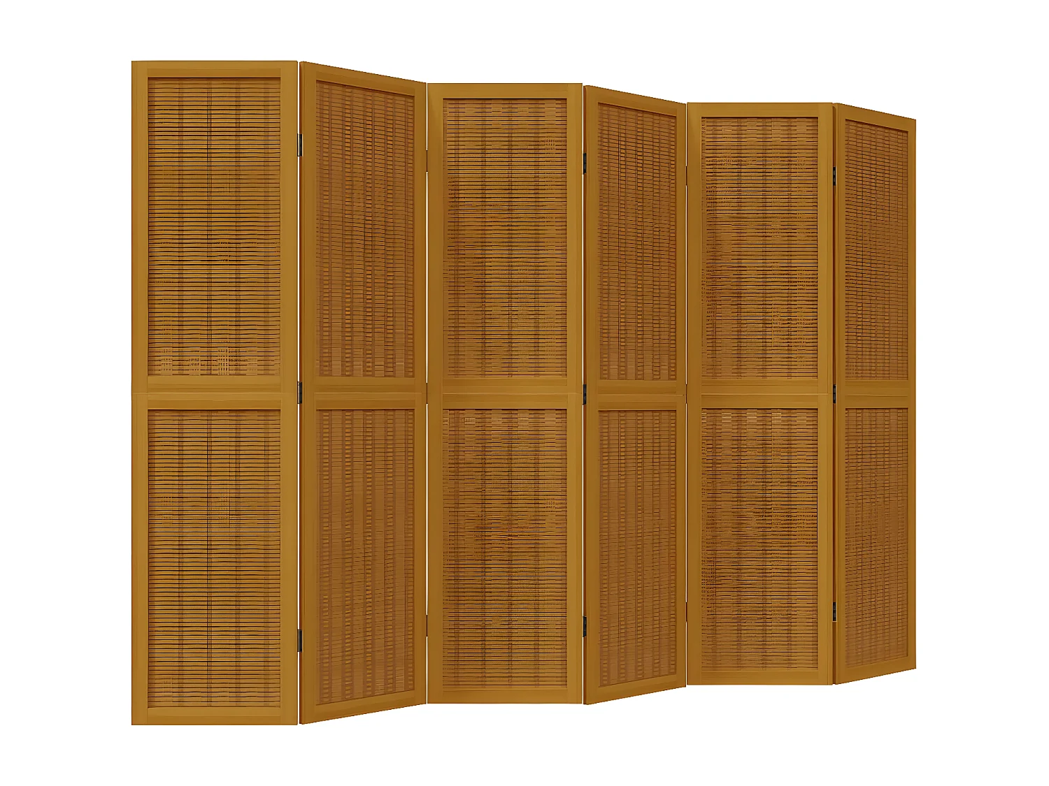 Cloison de séparation 6 panneaux marron bois paulownia massif