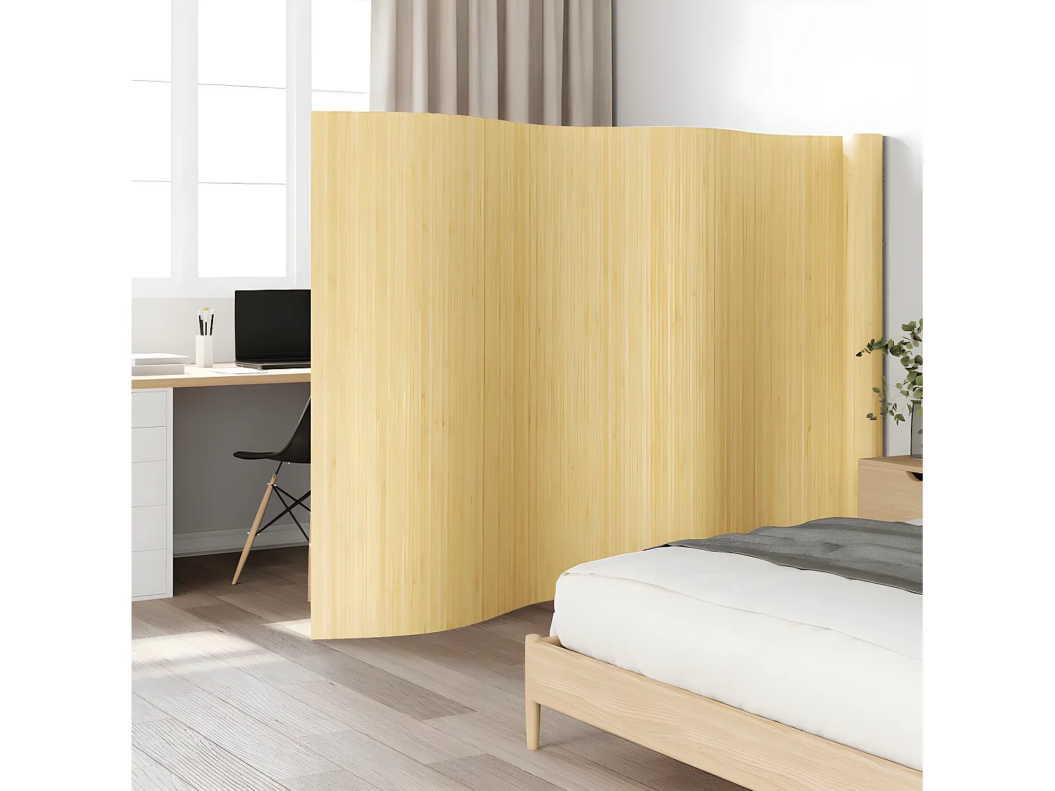 Cloison de séparation naturel clair 165x800 bambou