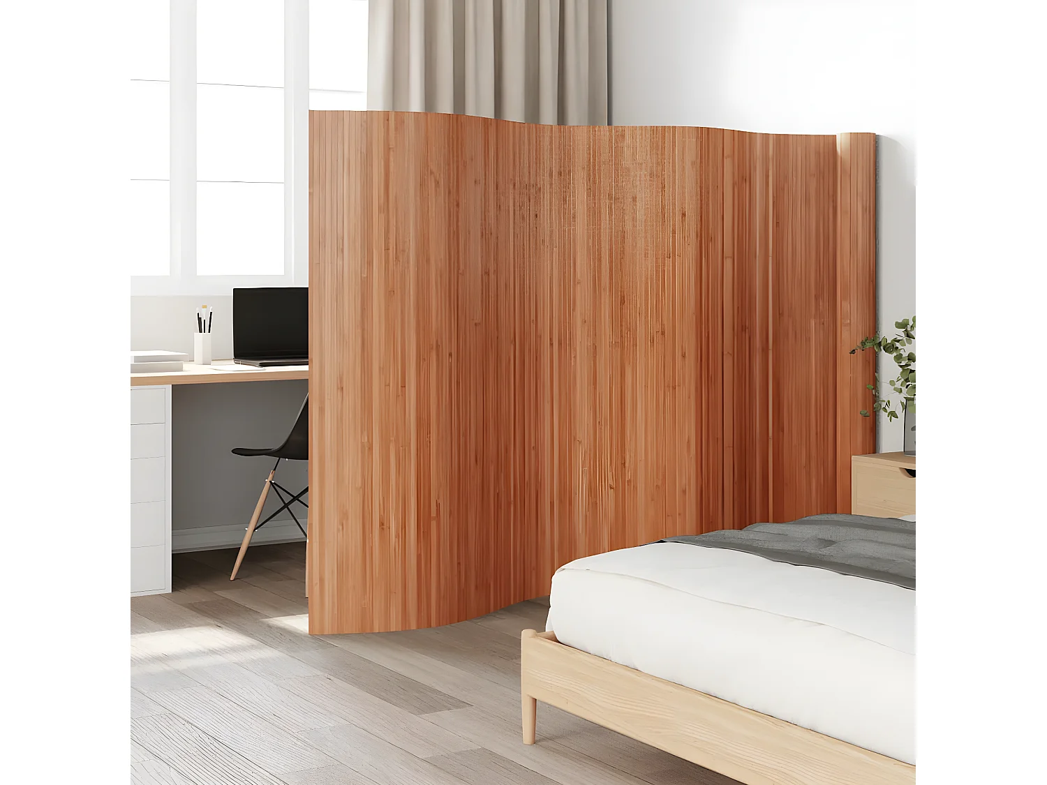 Cloison de séparation marron 165x800 bambou