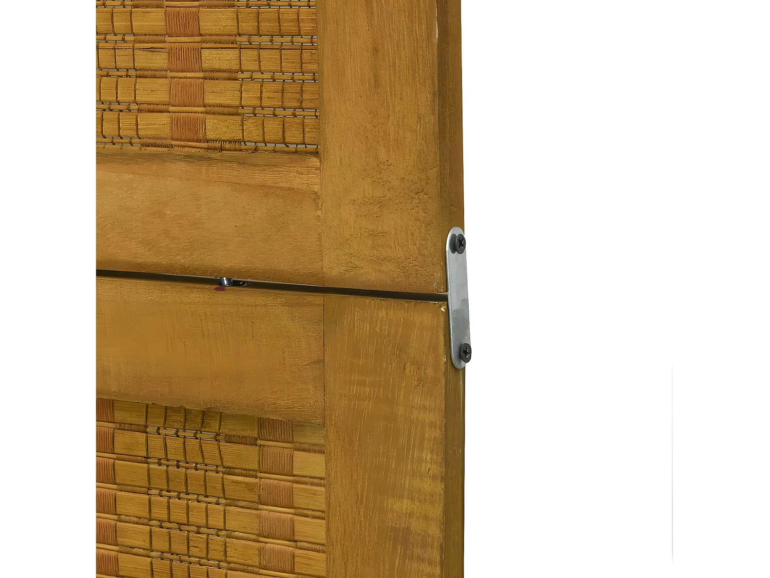 Cloison de séparation 3 panneaux marron bois paulownia massif