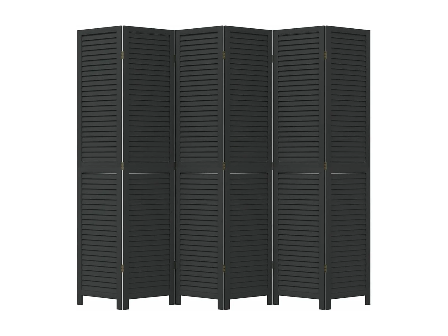 Cloison de séparation 6 panneaux noir bois de paulownia massif