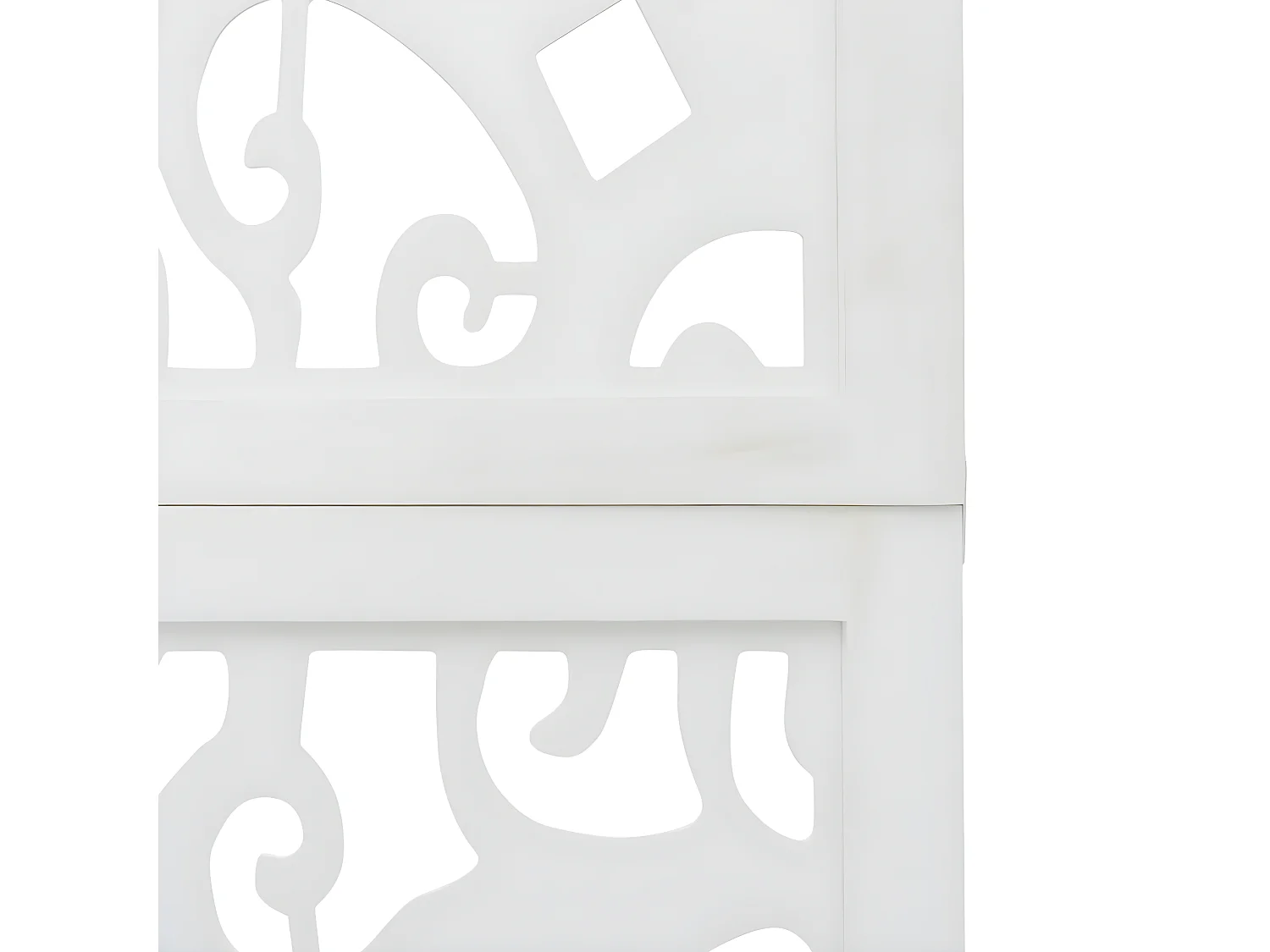 Cloison de séparation 4 panneaux blanc bois de paulownia massif