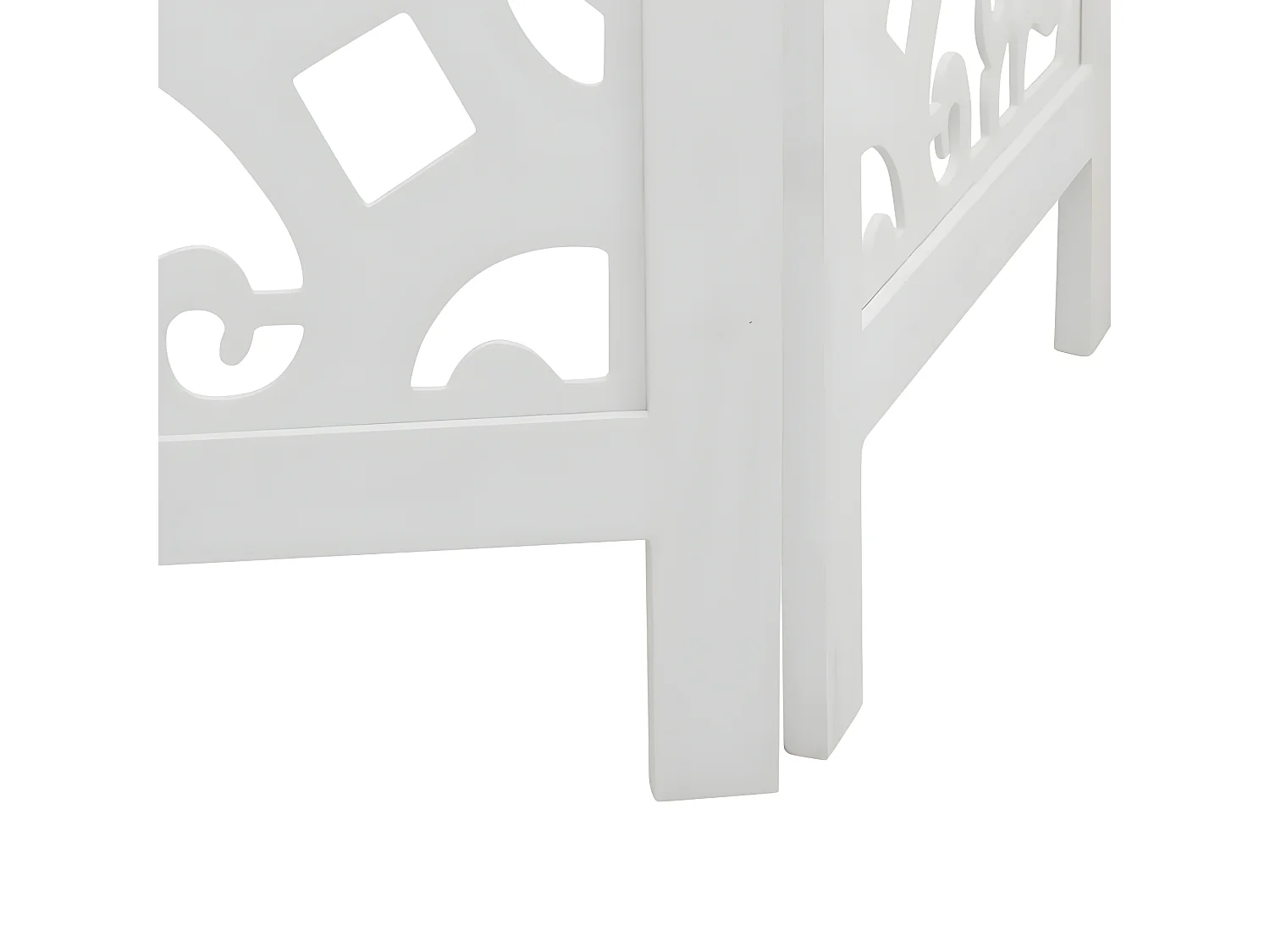 Cloison de séparation 4 panneaux blanc bois de paulownia massif