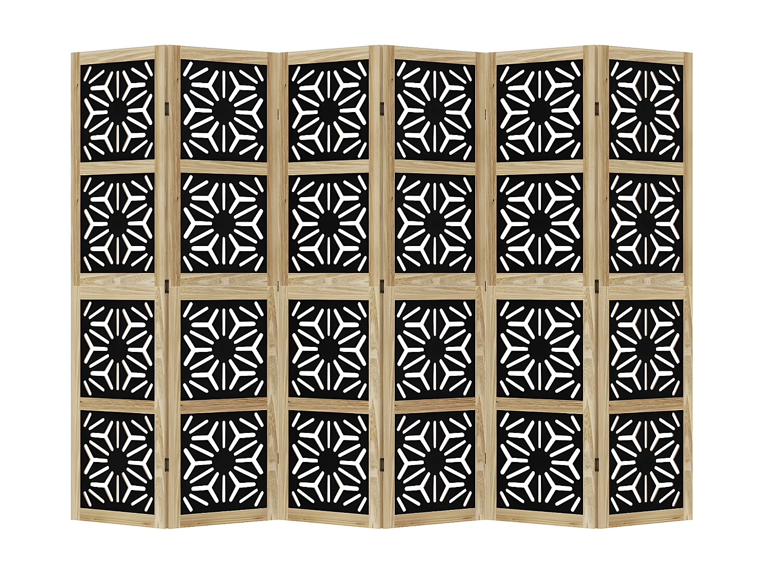 Cloison de séparation 6 panneaux marron noir paulownia massif