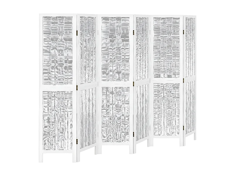 Cloison de séparation 6 panneaux blanc bois de paulownia massif