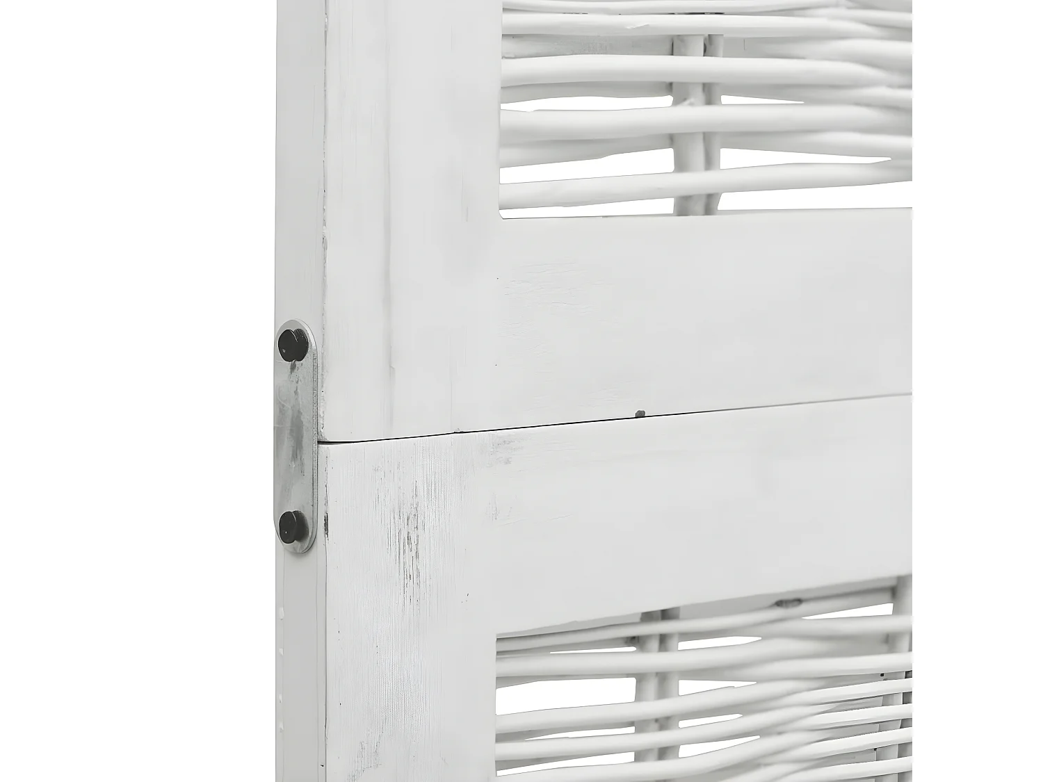 Cloison de séparation 6 panneaux blanc bois de paulownia massif