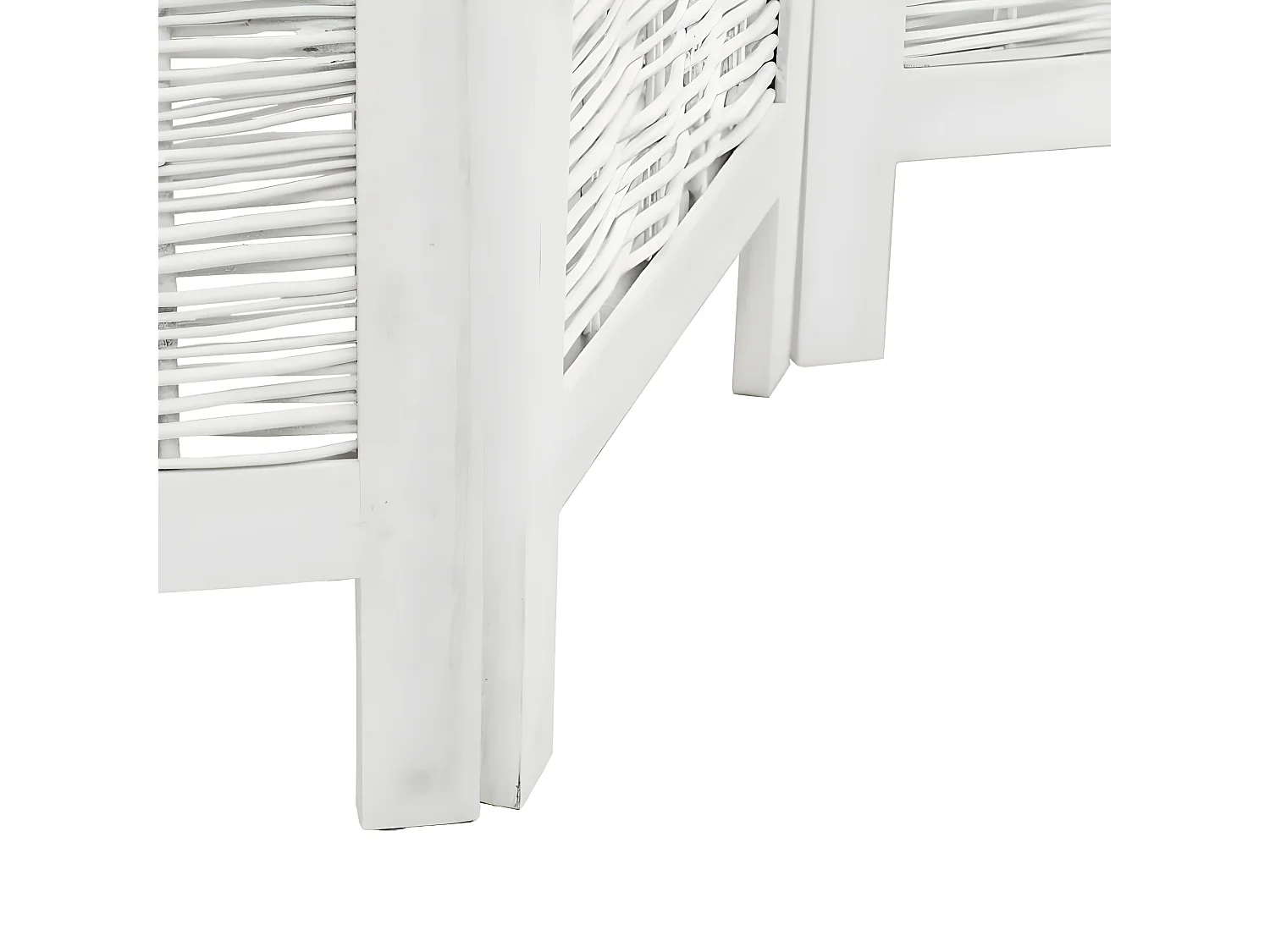 Cloison de séparation 6 panneaux blanc bois de paulownia massif