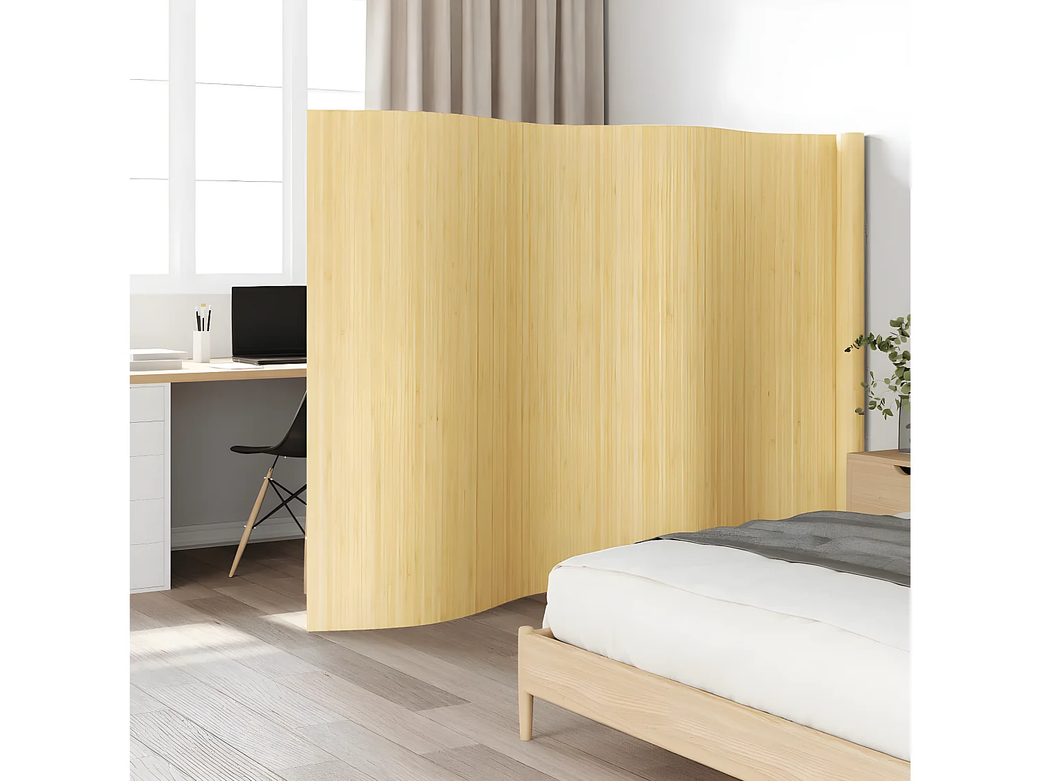 Cloison de séparation naturel clair 165x600 bambou