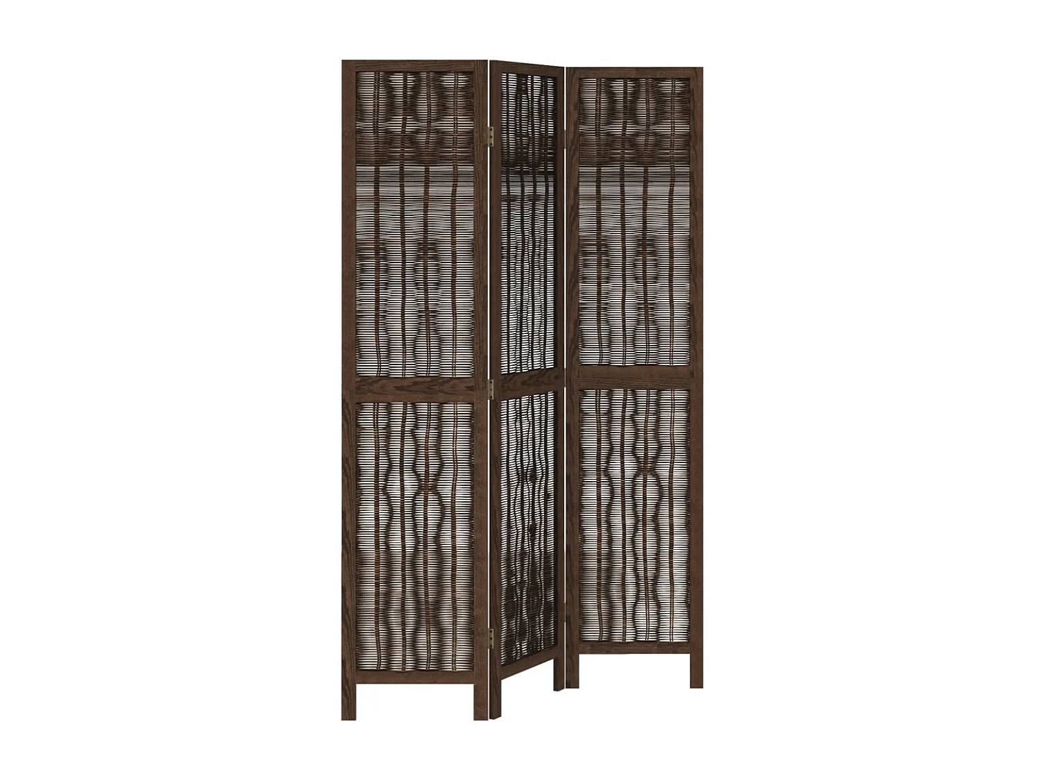 Cloison de séparation 3 panneaux marron foncé paulownia massif