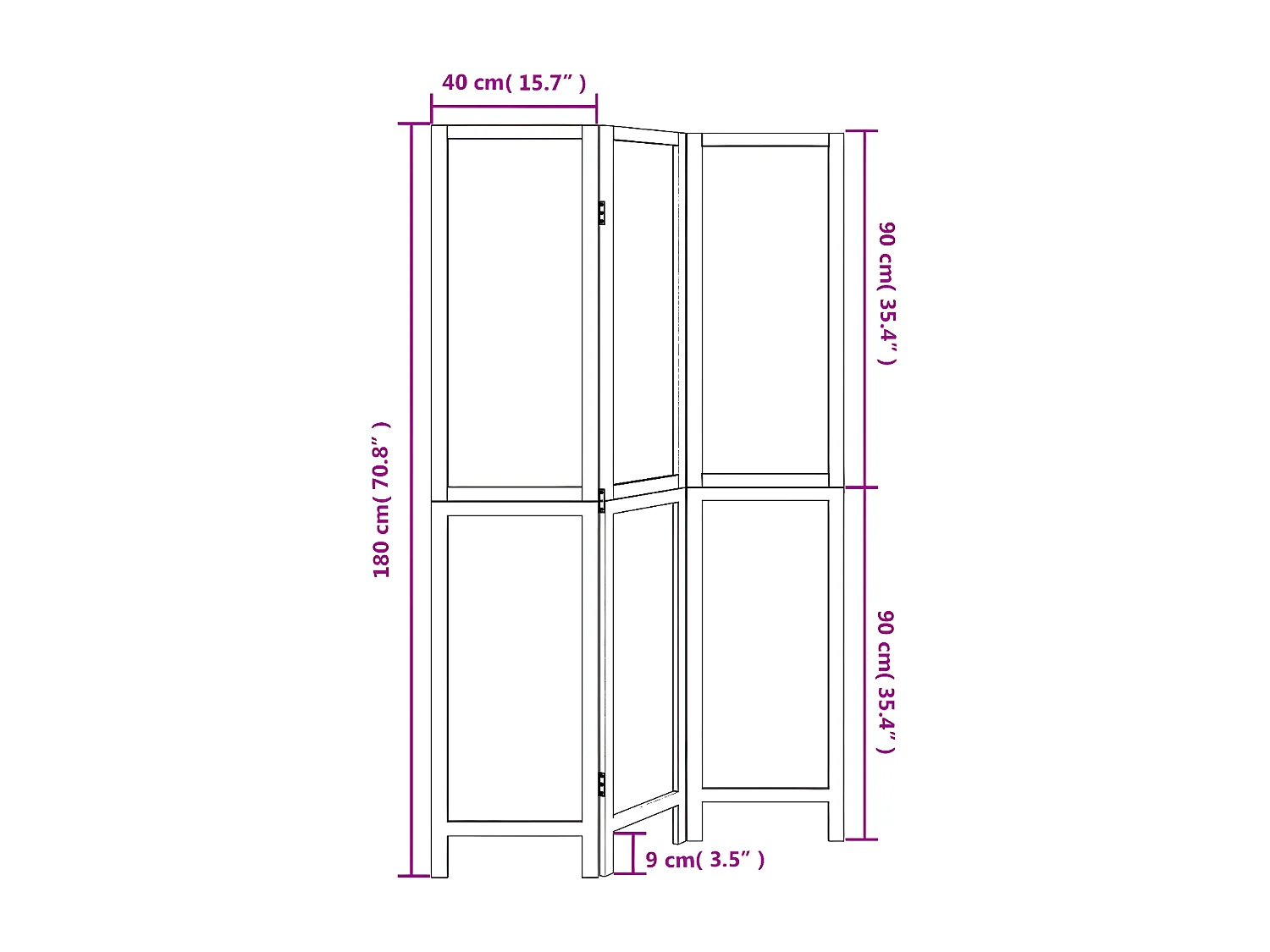Cloison de séparation 3 panneaux marron foncé paulownia massif