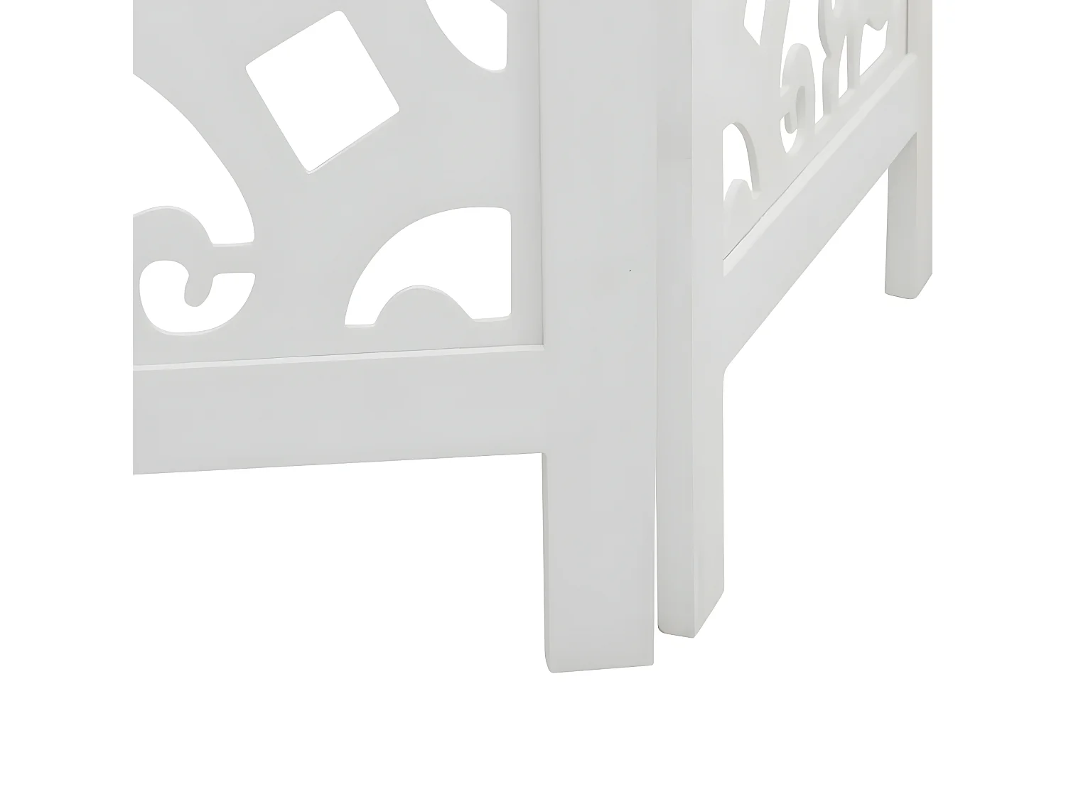 Cloison de séparation 4 panneaux blanc bois de paulownia massif