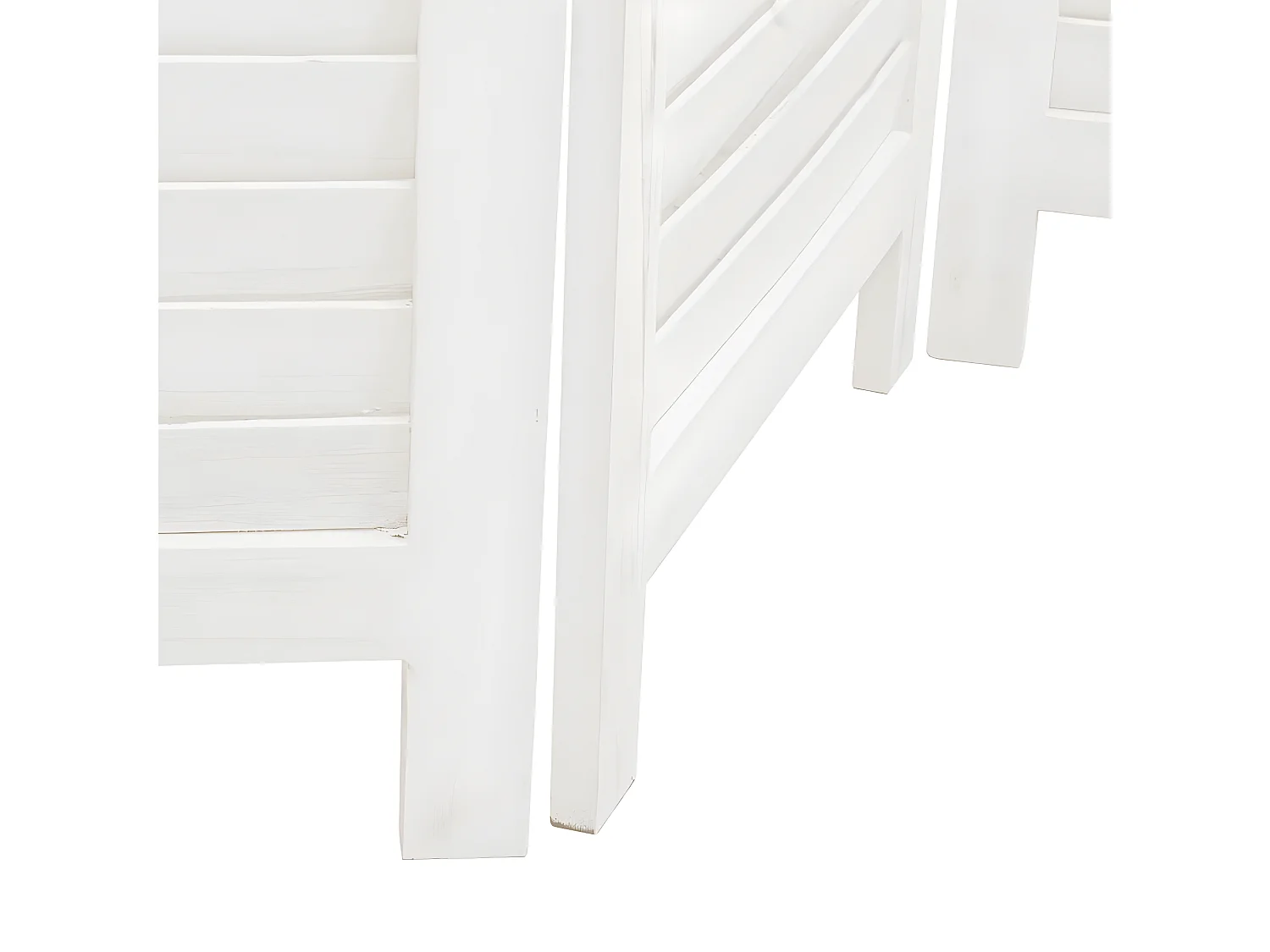 Cloison de séparation 3 panneaux blanc bois de paulownia massif