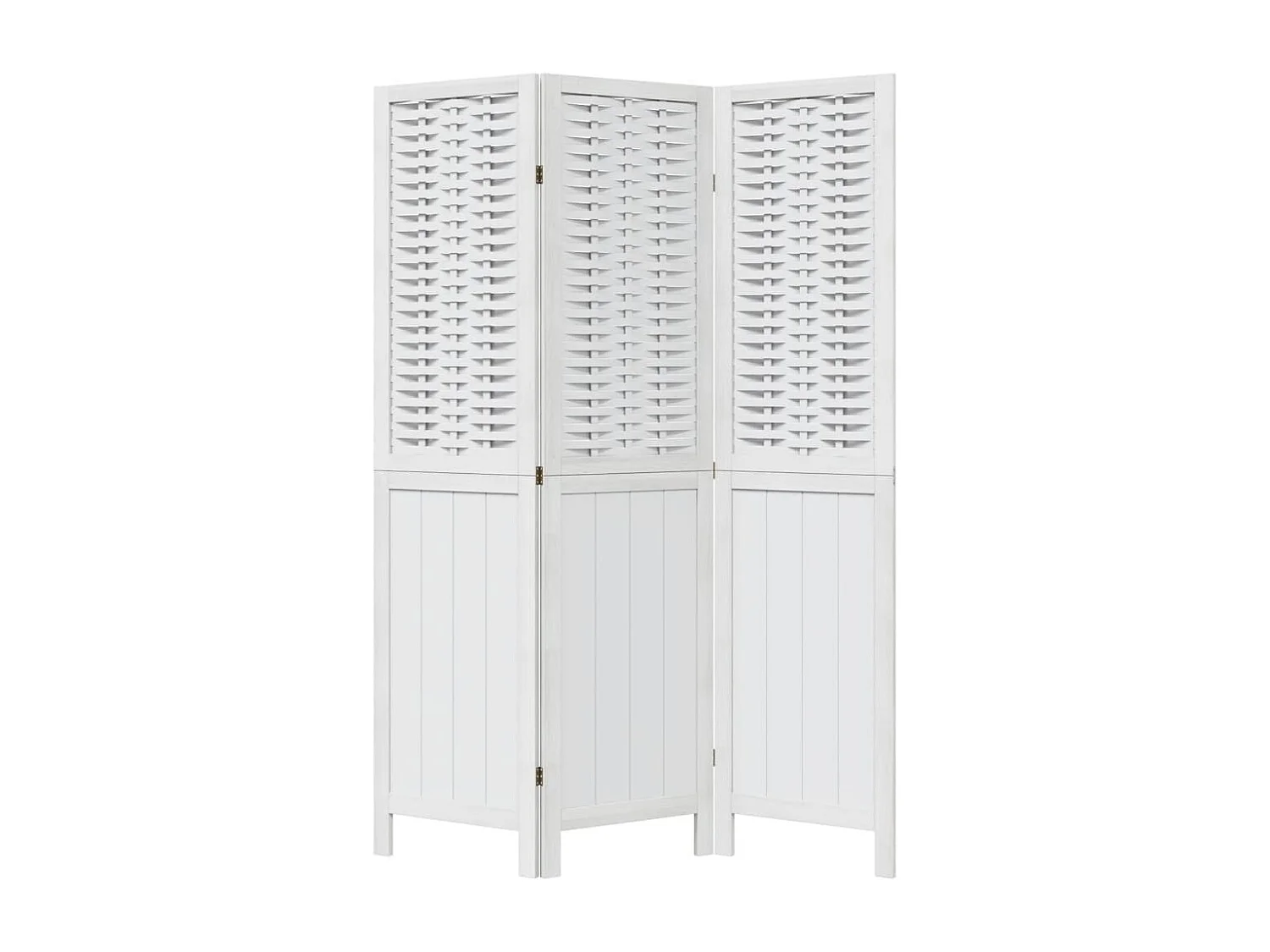 Cloison de séparation 3 panneaux blanc bois de paulownia massif