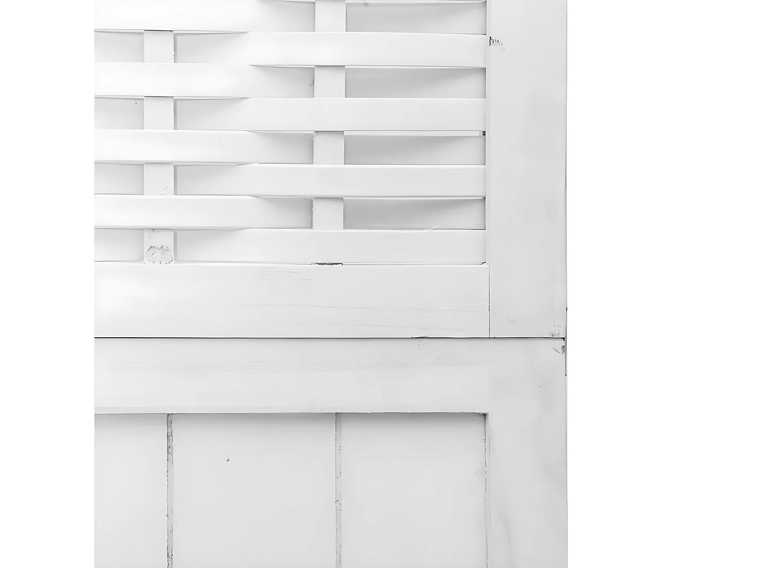 Cloison de séparation 3 panneaux blanc bois de paulownia massif